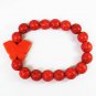 Turquoise Orange Butterfly Red Veins Ball Beads Stretch Bracelet ZZ2464