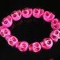 Turquoise Hot Pink Skull Beads Stretch Bracelet for Men ZZ2395
