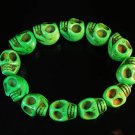 Turquoise Green Skull Beads Stretch Bracelet for Men ZZ2399