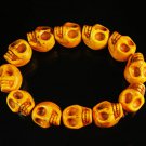 Turquoise Orange Skull Beads Stretch Bracelet for Men ZZ2400