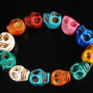 Turquoise Colorful Skull Beads Stretch Bracelet for Men ZZ2401