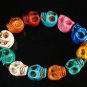 Turquoise Colorful Skull Beads Stretch Bracelet for Men ZZ2401