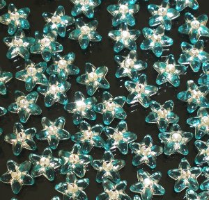 1000 pcs Wedding Dress Accessories Silvertone Dot Baby Blue Resin Star Flower Beads Findings ZZ5115