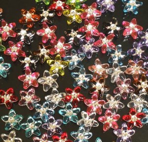 1000 pcs Wedding Dress Accessories Silvertone Dot Mixed Resin Star Flower Beads Findings ZZ5117