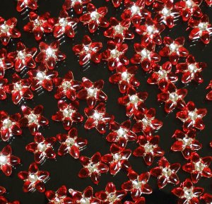 1000 pcs Wedding Dress Accessories Silvertone Dot Red Resin Star Flower Beads Findings ZZ5119