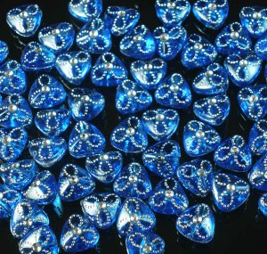 1000 pcs Wedding Dress Accessories Silvertone Dot Inlaid Blue Resin Trigonal Beads Findings ZZ5123