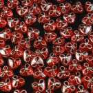 1000 pcs Wedding Dress Accessories Silvertone Dot Inlaid Red  Resin Trigonal Beads ZZ5131
