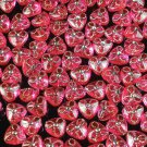 1000 pcs Wedding Dress Accessories Silvertone Dot Inlaid Pink Resin Trigonal Beads ZZ5132