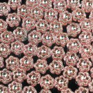 3000 pcs Silvertone Point Inlaid 2 Sides Pink Resin Beads Findings ZZ544