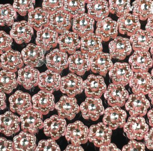 3000 pcs Silvertone Point Inlaid 2 Sides Pink Resin Beads Findings ZZ544