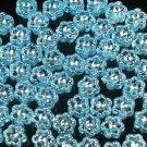 3000 pcs Silvertone Point Inlaid 2 Sides Baby blue Resin Beads Findings ZZ543