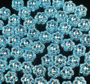 3000 pcs Silvertone Point Inlaid 2 Sides Baby blue Resin Beads Findings ZZ543