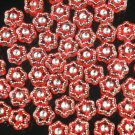 3000 pcs Silvertone Point Inlaid 2 Sides Red Resin Beads Findings ZZ541