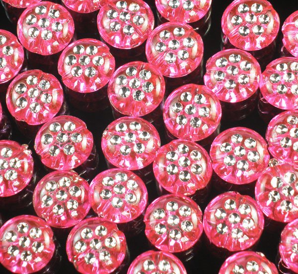 2400pcs Silvertone Point Inlaid 2 Sides Pink Red Resin Beads Findings ZZ538