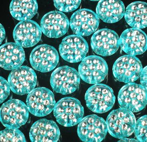 2400pcs Silvertone Point Inlaid 2 Sides Baby blue Resin Beads Findings ZZ535