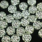 2400pcs Silvertone Point Inlaid 2 Sides Clear Resin Beads Findings ZZ533