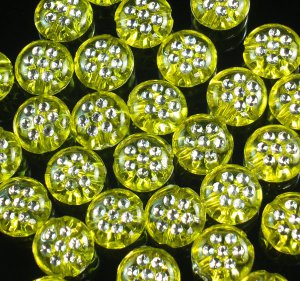 2400pcs Silvertone Point Inlaid 2 Sides Yellow Resin Beads Findings ZZ537