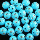 1800 pcs Silvertone Dot Inlaid Baby Blue Ball Resin Beads Findings ZZ547