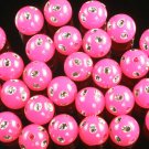 1800 pcs Silvertone Dot Inlaid Hot Pink Ball Resin Beads Findings ZZ548