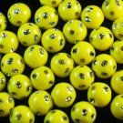 1800 pcs Silvertone Dot Inlaid Yellow Ball Resin Beads Findings ZZ550