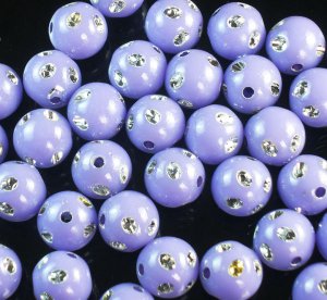 1800 pcs Silvertone Dot Inlaid Purple Ball Resin Beads Findings ZZ552