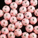 1800 pcs Silvertone Dot Inlaid Pink Ball Resin Beads Findings ZZ553