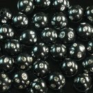 1800 pcs Silvertone Dot Inlaid Black Ball Resin Beads Findings ZZ554