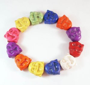 10 Strands Turquoise Howlite Smile Mixed Colorful Buddhist Buddha Beads(12pcs)