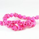 10 Strands 15inch Turquoise Howlite Hot Pink Skull Beads