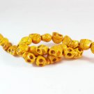 10 Strands 15inch Turquoise Howlite Dark Yellow Skull Beads