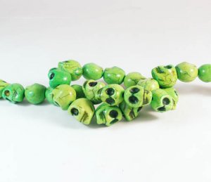 10 Strands 15inch Turquoise Howlite Green Skull Beads