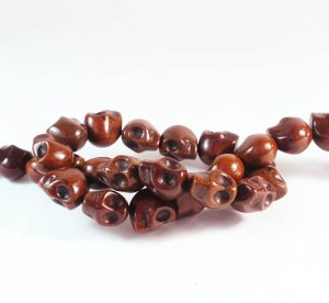 10 Strands 15inch Turquoise Howlite Brown Skull Beads