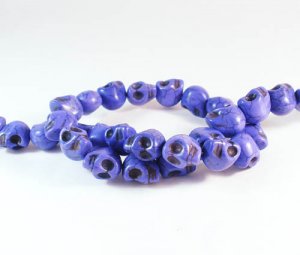 10 Strands 15inch Turquoise Howlite Blue-Purple Skull Beads