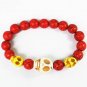 Turquoise White Yellow Skull Bead Red Veins Ball Beads Stretch Bracelet ZZ2467