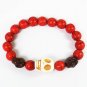 Turquoise White Brown Skull Bead Red Veins Ball Beads Stretch Bracelet ZZ2470