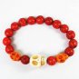 Turquoise White Orange Skull Bead Red Veins Ball Beads Stretch Bracelet ZZ2472
