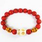 Turquoise White Yellow Skull Bead Red Veins Ball Beads Stretch Bracelet ZZ2474
