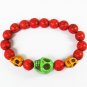 Turquoise Green Yellow Skull Bead Red Veins Ball Beads Stretch Bracelet ZZ2485