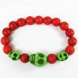 Turquoise Green Skull Bead Red Veins Ball Beads Stretch Bracelet ZZ2486
