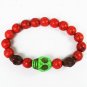 Turquoise Green Brown Skull Bead Red Veins Ball Beads Stretch Bracelet ZZ2493