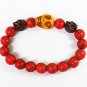 Turquoise Yellow Brown Skull Bead Red Veins Ball Beads Stretch Bracelet ZZ2494