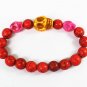 Turquoise Yellow Hot Pink Skull Bead Red Veins Ball Beads Stretch Bracelet ZZ2496