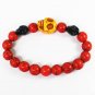 Turquoise Yellow Black Skull Bead Red Veins Ball Beads Stretch Bracelet ZZ2498