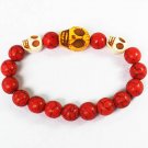 Turquoise Yellow White Skull Bead Red Veins Ball Beads Stretch Bracelet ZZ2501