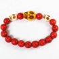 Turquoise Yellow White Skull Bead Red Veins Ball Beads Stretch Bracelet ZZ2501