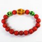Turquoise Yellow Green Skull Bead Red Veins Ball Beads Stretch Bracelet ZZ2500