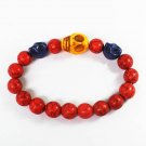 Turquoise Yellow Blue Skull Bead Red Veins Ball Beads Stretch Bracelet ZZ2502