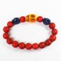 Turquoise Yellow Blue Skull Bead Red Veins Ball Beads Stretch Bracelet ZZ2502
