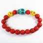 Turquoise Baby Blue Yellow Skull Bead Red Veins Ball Beads Stretch Bracelet ZZ2510