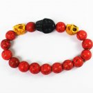 Turquoise Black Yellow Skull Bead Red Veins Ball Beads Stretch Bracelet ZZ2516